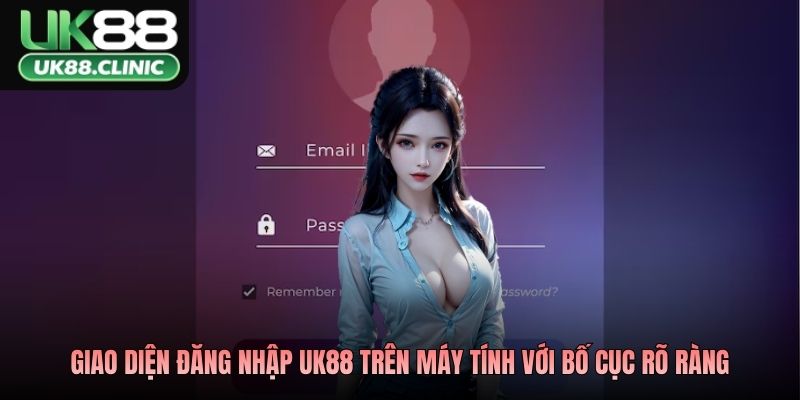 Giao diện đăng nhập UK88 trên máy tính với bố cục rõ ràng